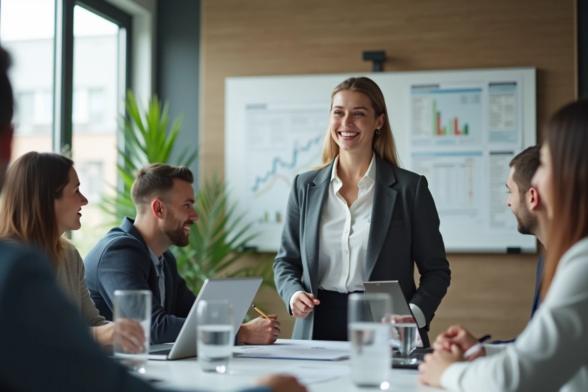 Jeune femme souriante discutant d